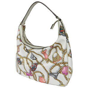 Gucci satin charm leather Hobo Bag Shoulder white over chain all